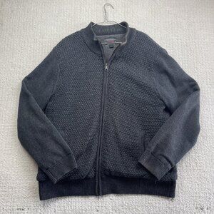 Emanuel Ungaro Charcoal Grey Full Zip Knit Sweater Jacket Fleece Lined Men Sz XL